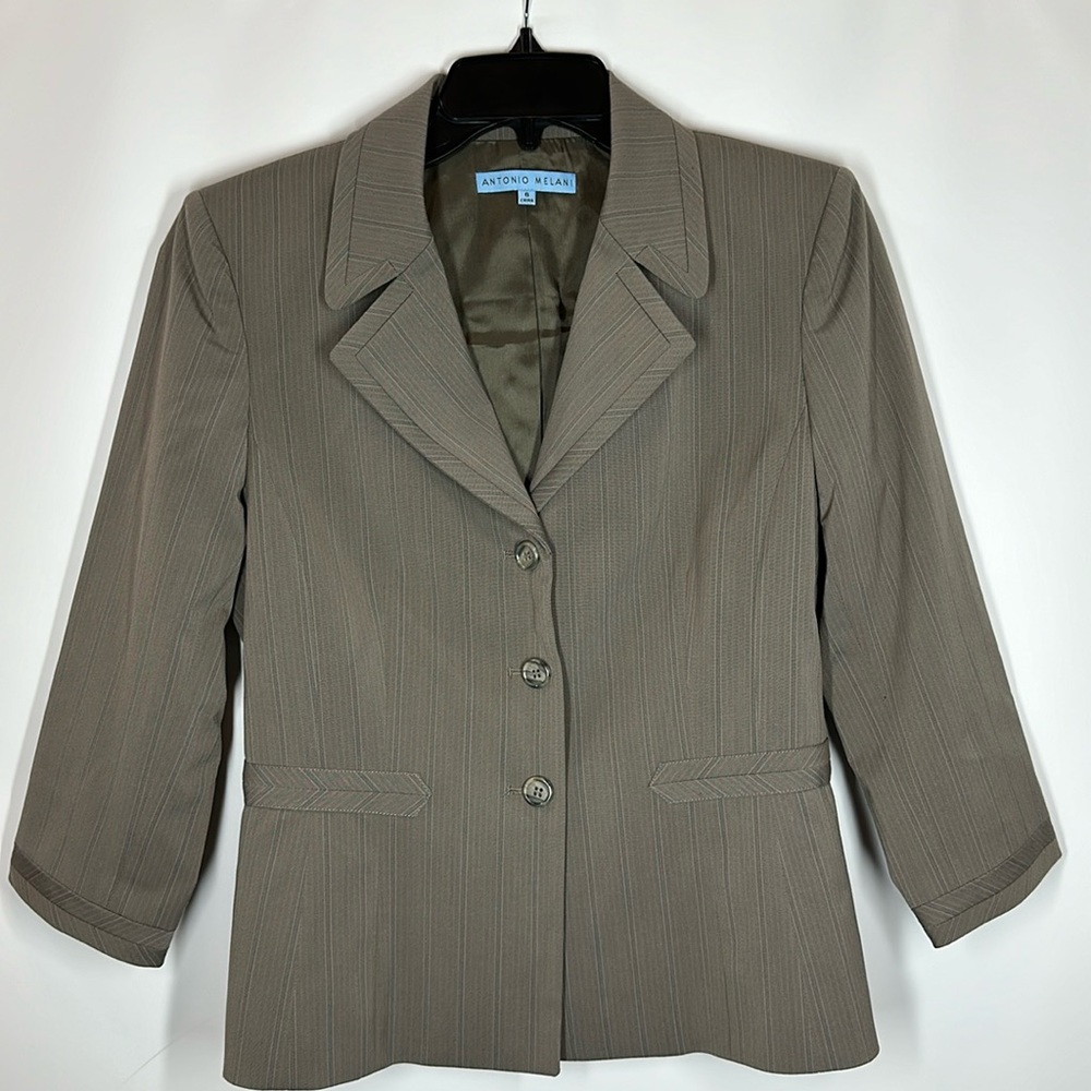 Antonio Melani | Women’s 6 Blazer Suit Peplum Taupe‎ Green Office